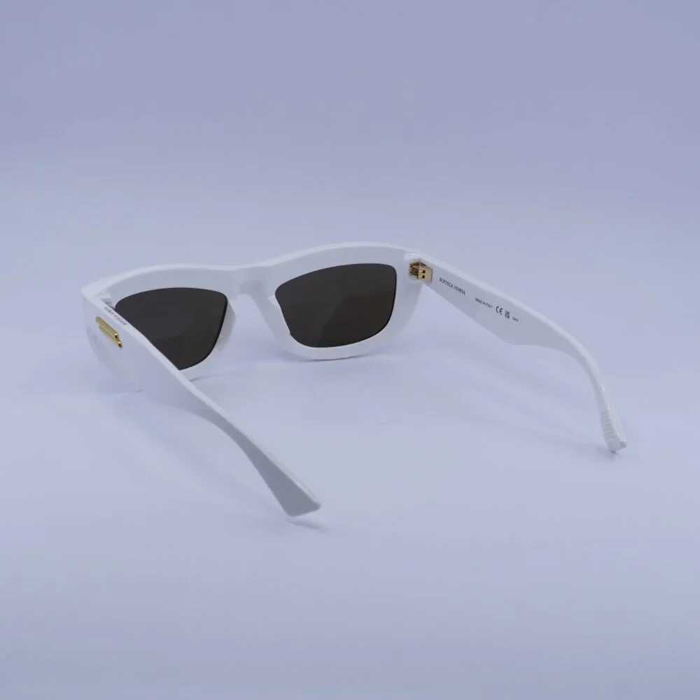 Bottega Veneta BV1326S 004 Sunglasses Ivory Rectangle Frame, Brown Lenses
